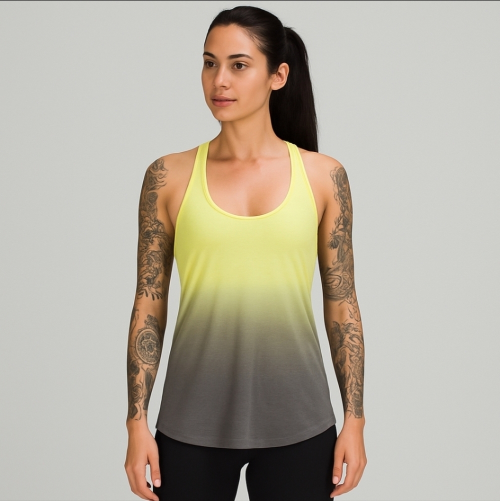 Lululemon Om Racerback Tank Top Heathered Clarity Ombre Size 6